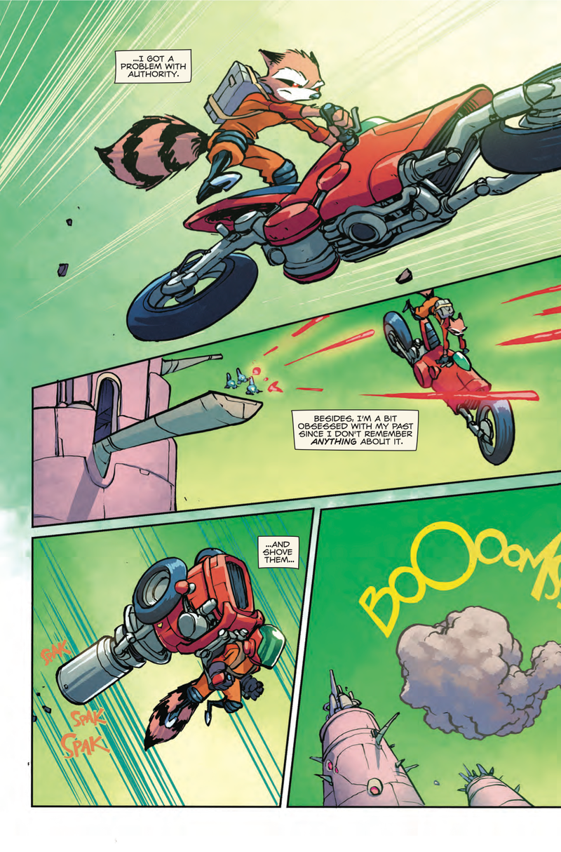 Illustration for article titled Exclusive Marvel preview: Rocket makes a thrilling getaway in Rocket Raccoon #11